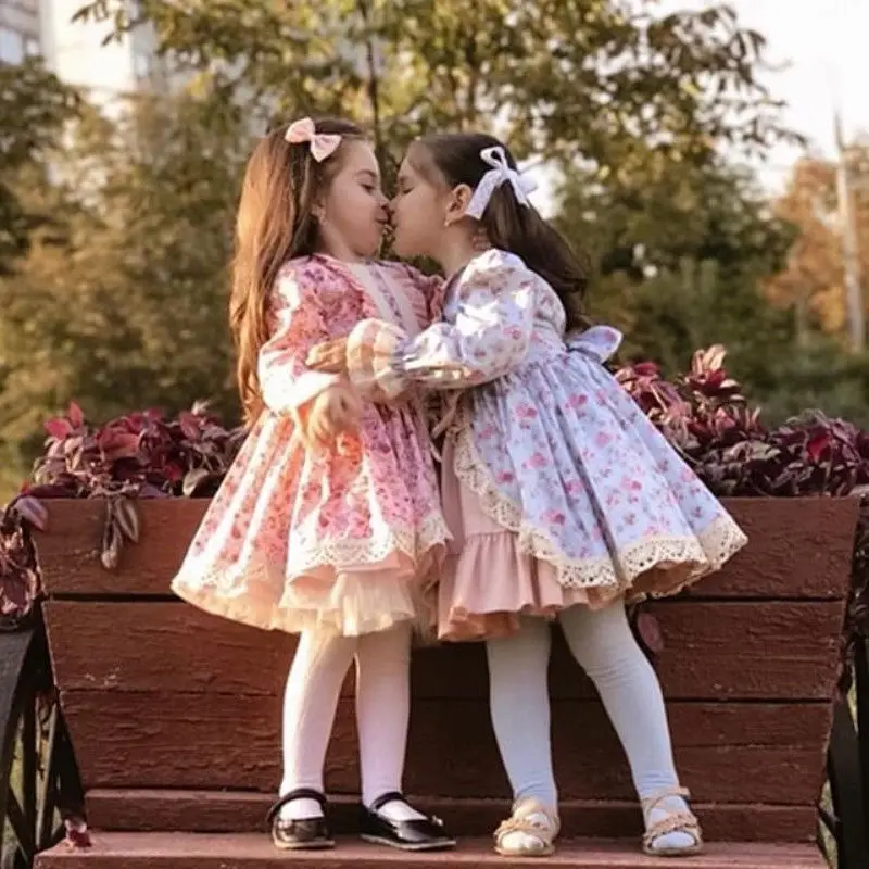 Emmababy 2019 Hot Sale Christmas Toddler Baby Kids Girl Retro Lace Flower Party Swing Dress Dresses | Детская одежда и обувь