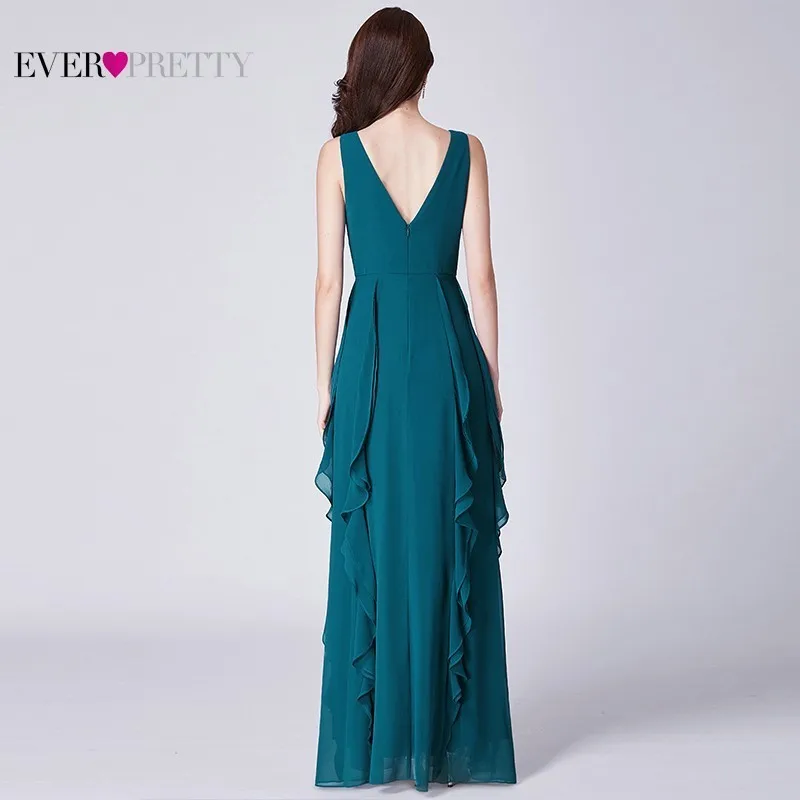 Винтажные длинные платья подружек невесты Ever Pretty A-Line v-образным вырезом без