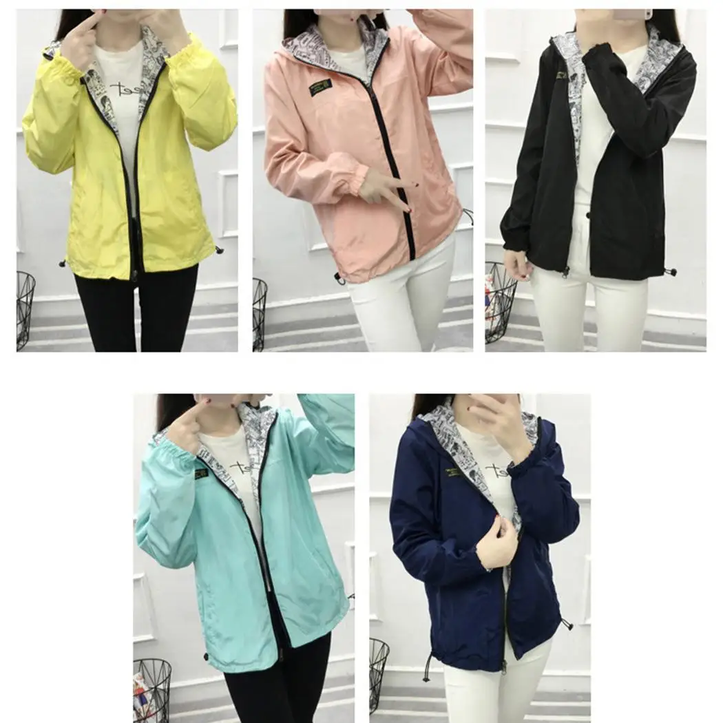 Women Fashion Casual Solid Double Side Zip Hooded Long Regular Sleeve Autumn/Spring Jackets Coat | Женская одежда