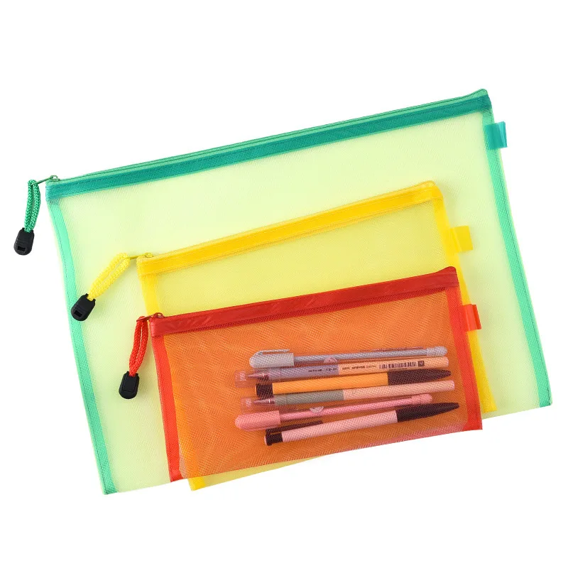 

EZONE Candy Color File Bag A4/A5/A6 Transparent Nylon Yarn Document Bag Zipper Portable Folder Pencil Bag Office Stationery