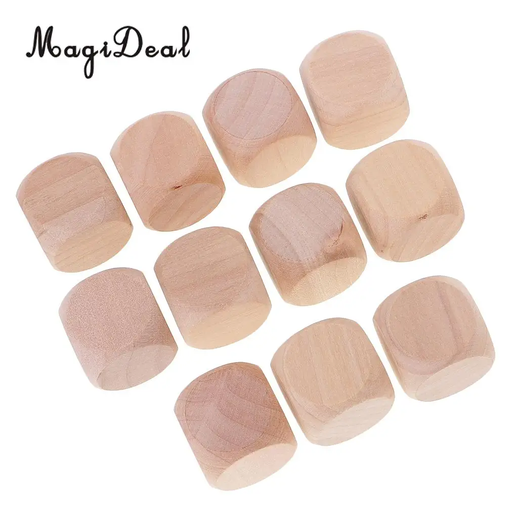 MagiDeal 10 шт./компл. 3 см деревянные кубики D6 шесть сторонних пустых DIY для D &amp TRPG MTG