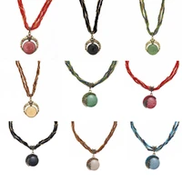 colours women fashion retro necklace crystal alloy bohemian ethnic boho jewelry ethnic style colorful woven pendant gift