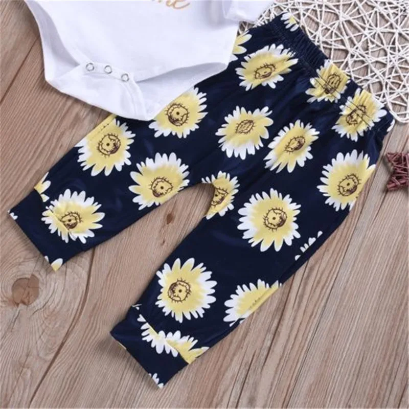 PUDCOCO Newest Toddler Baby Girl Boy Floral Bodysuit Tops +Long Pants+Headband Casual Outfits kids Clothes Set 0-24M | Детская одежда и