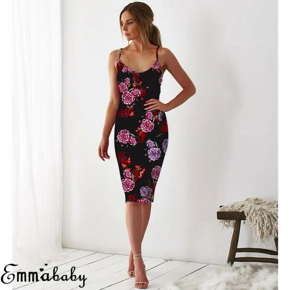 

Women Boho Summer Beach Dress 2019 Party Floral Sundress Vintage New Fashion Sleeveless V Neck Casual Mini Dress Vestidos