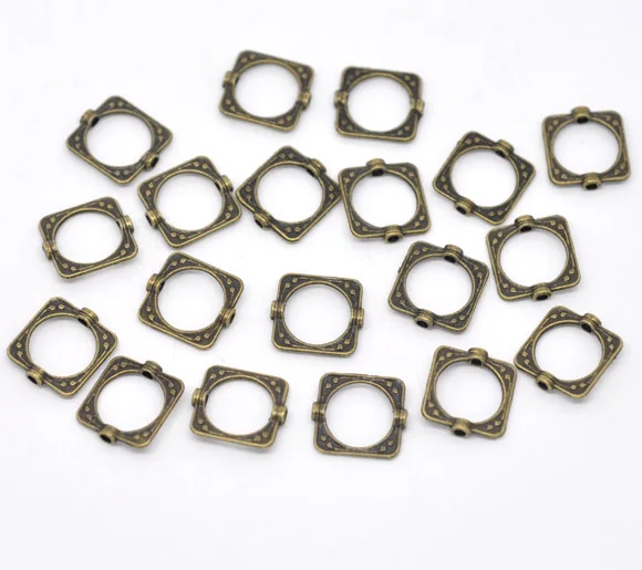 Милые Квадратные оправы из 100 бронзовых бусин 15х14 мм (B14505)|bead frames|square bead framesframe beads |