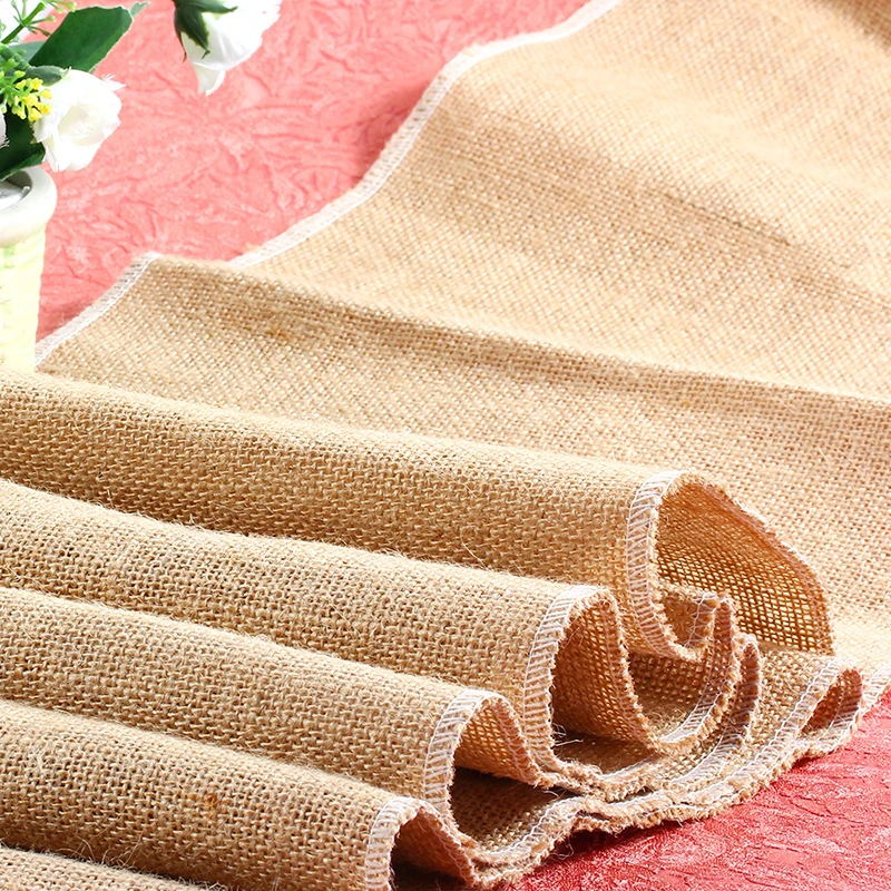 

Vintage Natural Burlap Jute Linen Table Runner Christmas Wedding