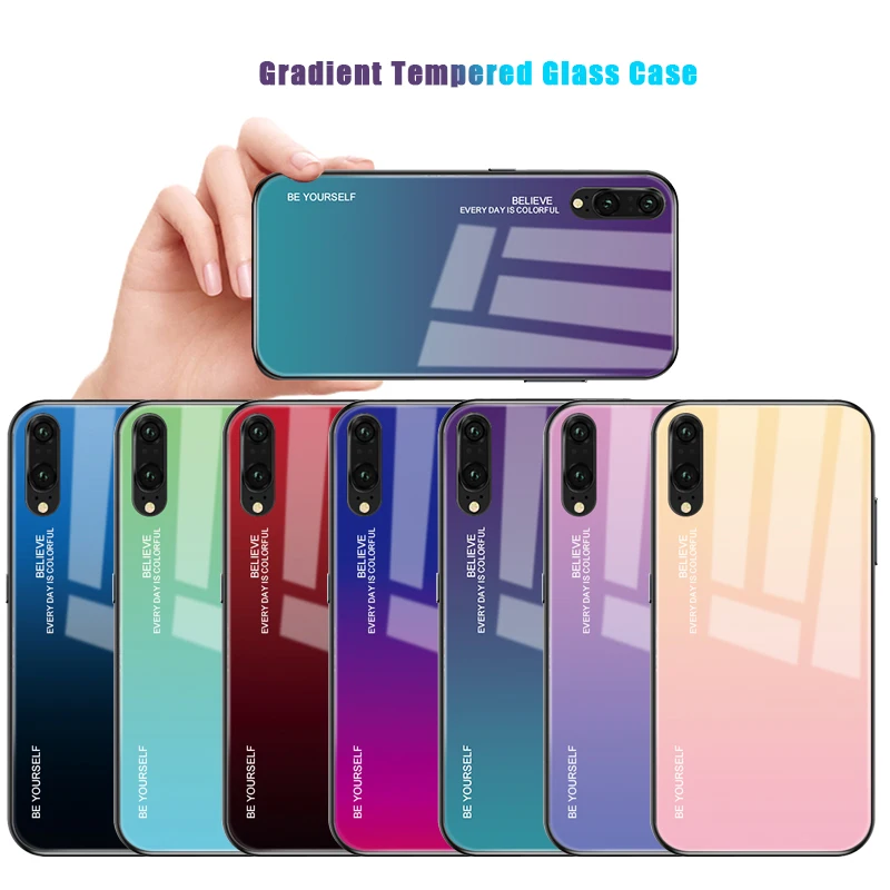Чехол из закаленного стекла для huawei P20 Pro Mate20 Nova3i Honor 10 8X 9lite Magic2 цветной чехол с