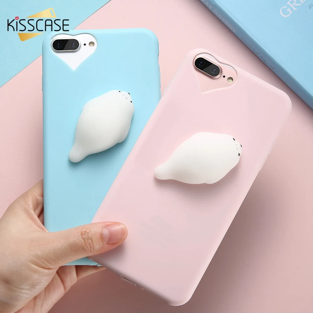 Мягкий силиконовый чехол KISSCASE 3D с животными для iPhone 6s 6 8 7 Plus милый снятия стресса 5