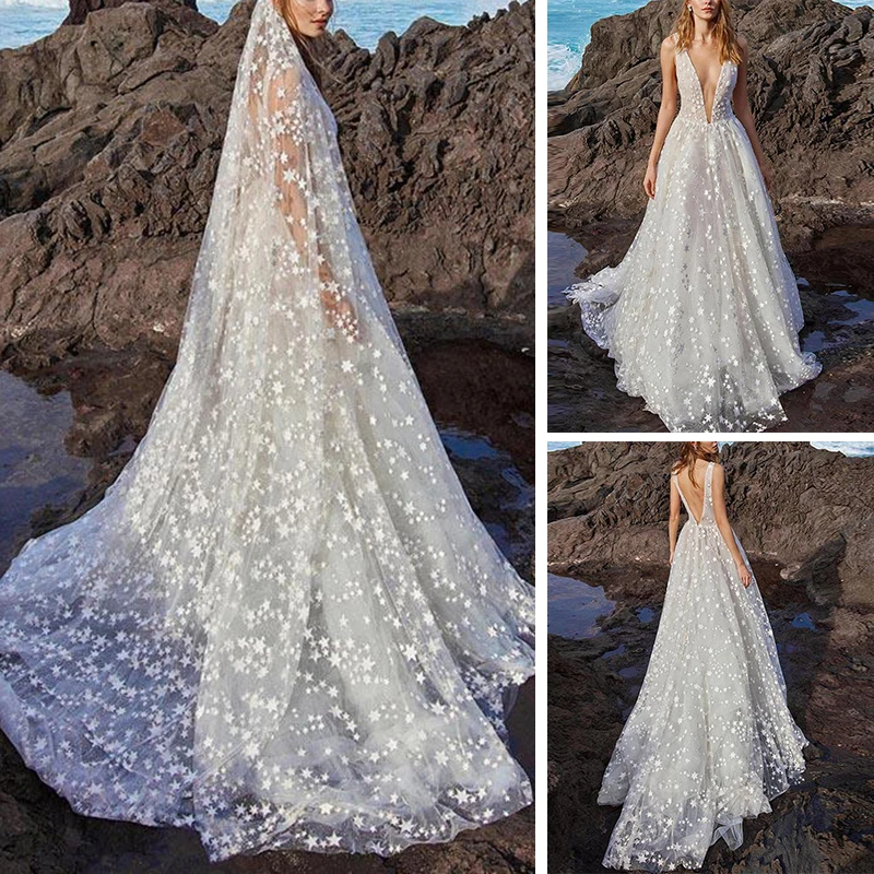 Сексуальное платье с глубоким v-образным вырезом женское без рукавов свадебное