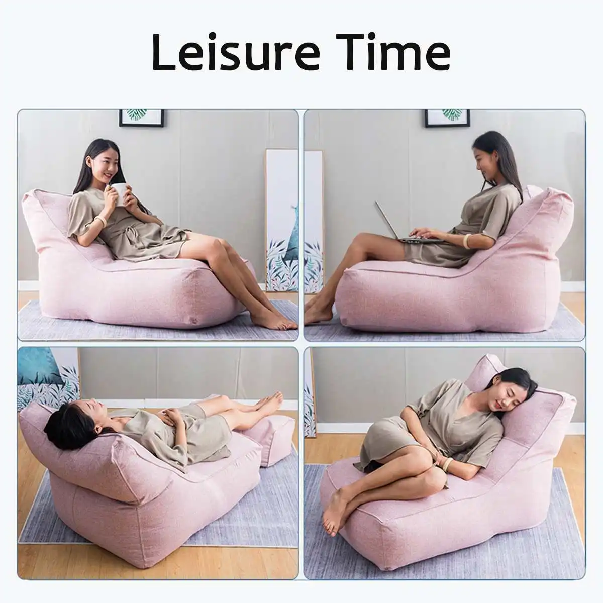 Чехлы для диванов Lazy BeanBag стулья без наполнителя из льняной ткани мешок пуф