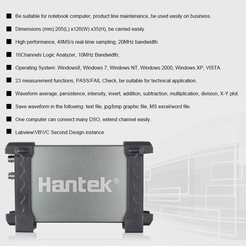 Оригинальный Hantek 6022BE 6022BL ПК USB портативный осциллограф цифровой накопитель 2