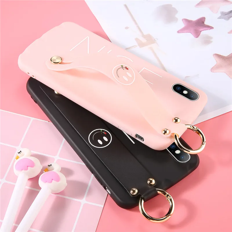 Lovebay Модный милый ТПУ чехол для iPhone X Smile с кольцом струнный ремень-лента чехлы 8 7 6 S