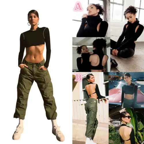 Sexy Women Black Backless Sweaters 2019 Brand New Spring Autumn Turtleneck Pullover Long Sleeve Top Shirt Crop S-L | Женская одежда
