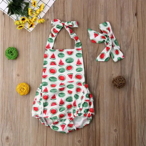 Летняя Милая повязка на голову для малышей комплект из 2 предметов боди маленьких