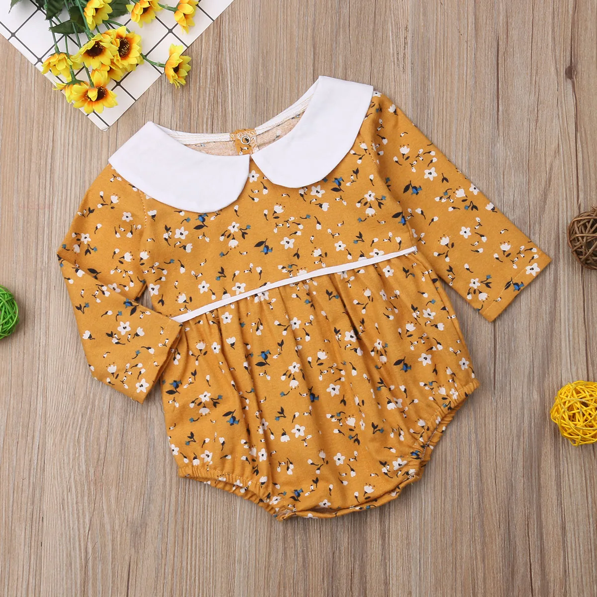 Детское хлопковое боди pudcoco для новорожденных девочек повседневное с цветочным