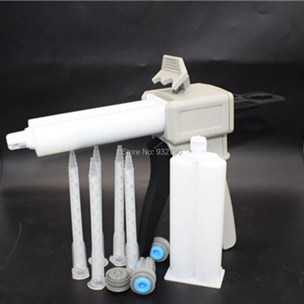

1:1 2:1 Epoxy Adhesive Dispensing Gun + 2pc 2-part 50ml Epoxies AB Glue Cartridges + 5pc Epoxy Resin Acrylics Mixing Nozzles