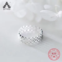 korea new design s925 sterling silver simple fashion lace hollow heart open ring jewelry for women