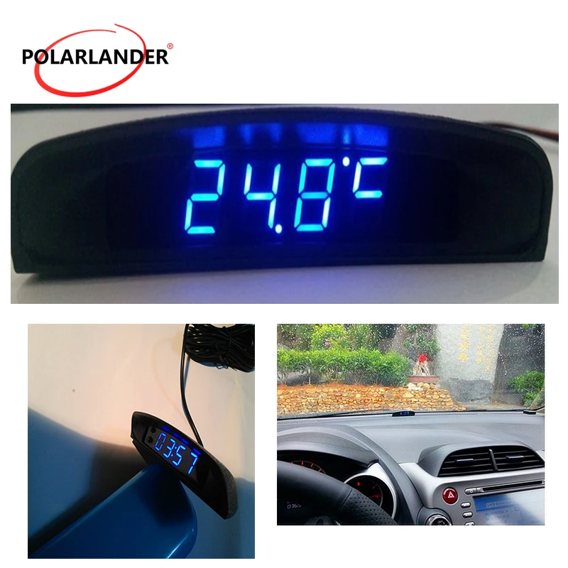 12V Auto Accessories 3 In 1 Car Digital LED Electronic Clock Interior Temperature Meter Voltmeter Four display modes | Автомобили и