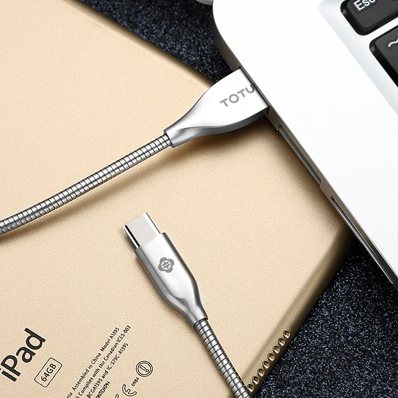 Кабель TOTU USB C для Samsung S9 S8 Xiaomi Mi8 Huawei Mate 20 быстрой зарядки типа металлические кабели