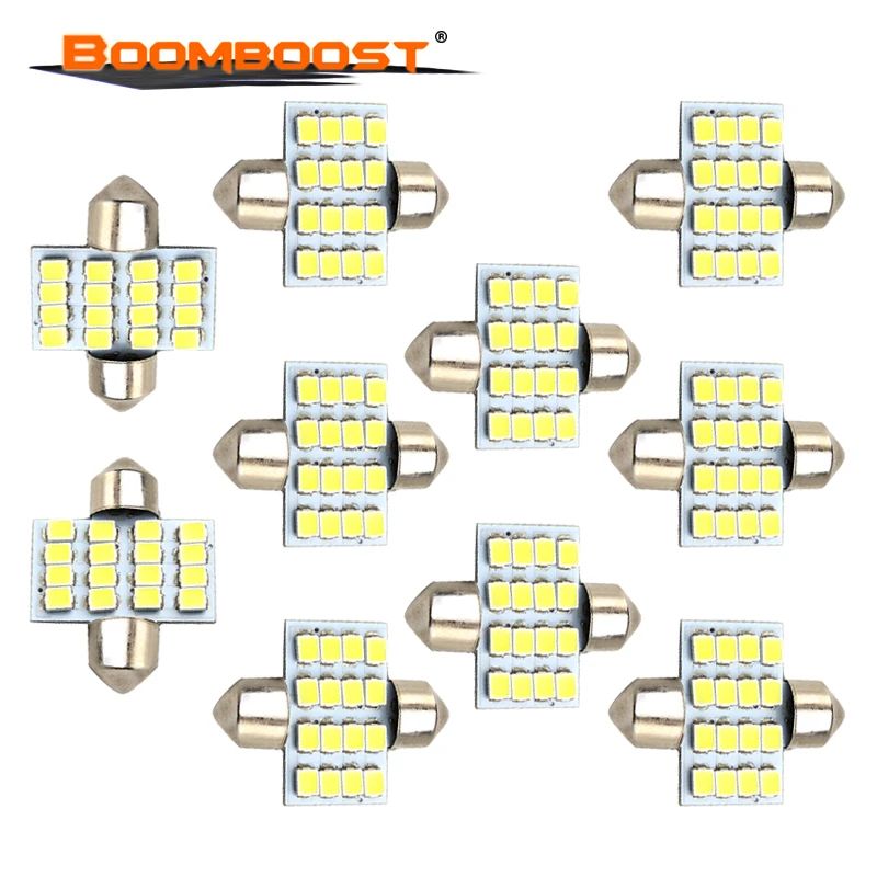 10 шт., лучшее качество, 12 В, F-estoon 16smd 3528 31 мм 16 smd купольный светильник, светодиодная лампочка для салона автомобиля, купольный светильник s, бел... (art.: 7a0917e56) - 7a0917e56