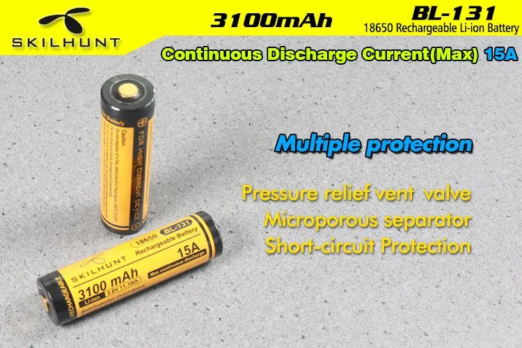 Skilhunt BL-131 18650 3100mAh 15A защищенная батарея | Лампы и освещение