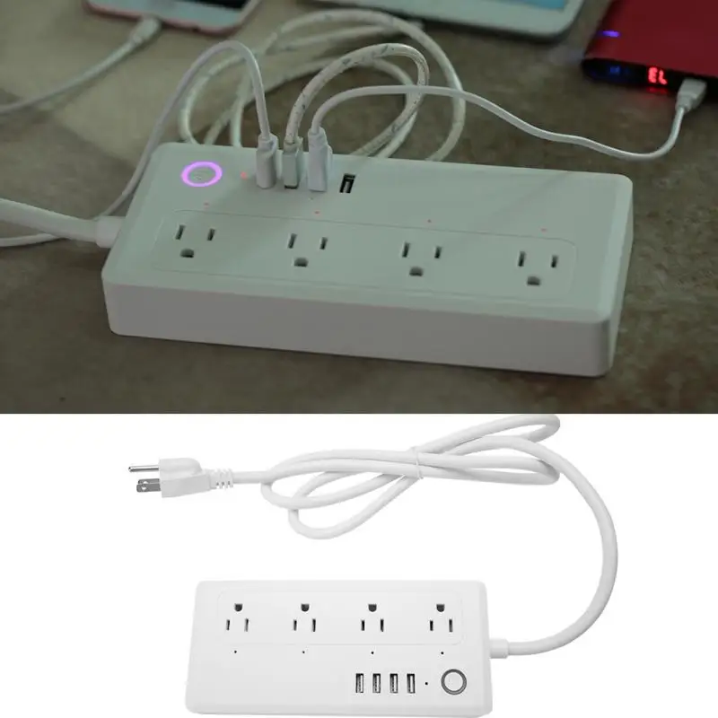 Горячая Распродажа WiFi умная розетка 4 Порты USB гнездо Мощность полосы