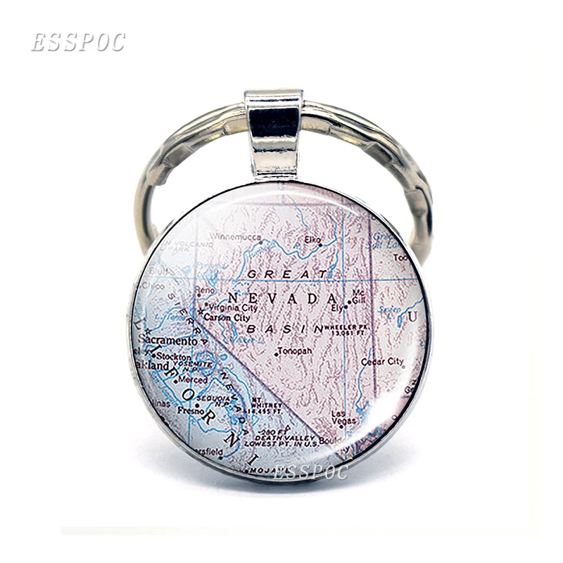 Винтажная американская карта стеклянный кабошон брелок Соединенные Штаты