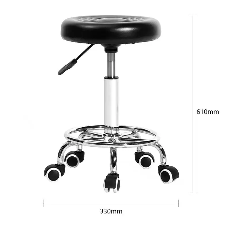 

Adjustable Work Rotating Round Chair 5 Rolls Leather Lift Bar Swivel Stool for Home Office Rotating Round Chair