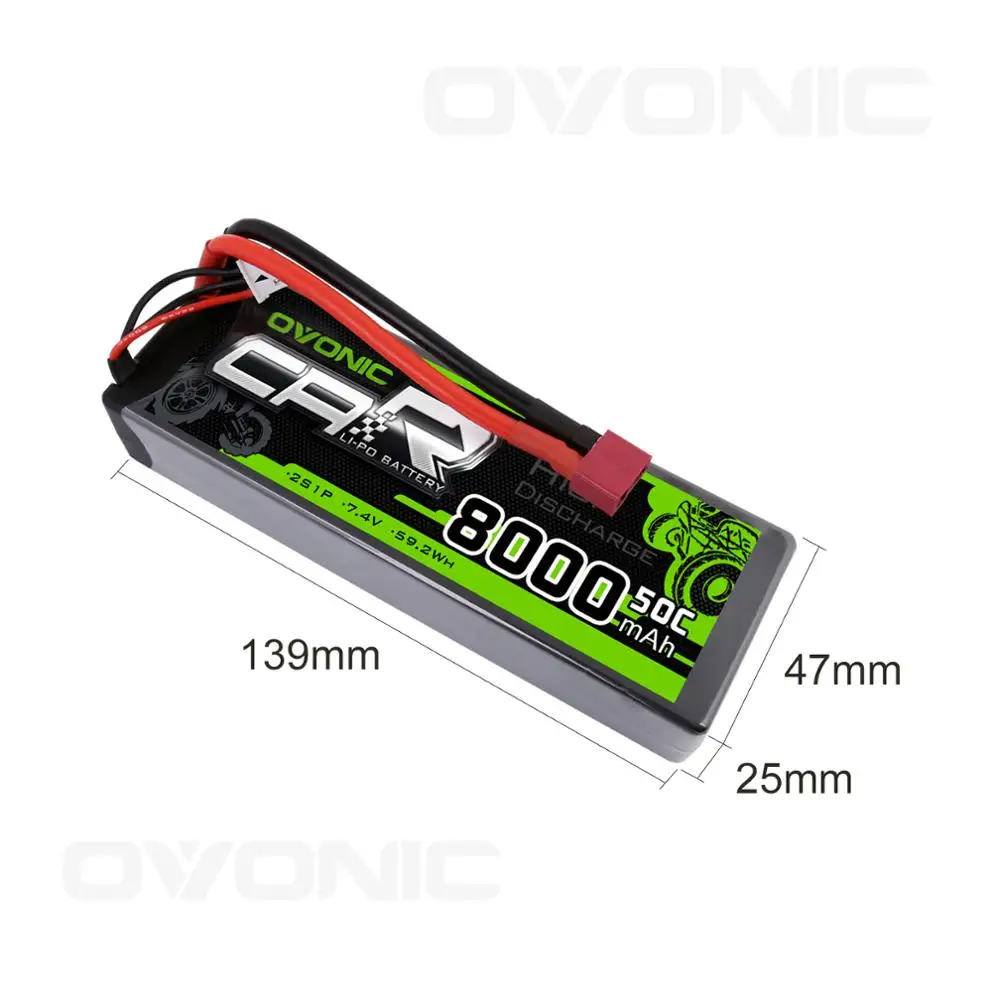 Жесткий чехол Ovonic 2S Lipo 7 4 В 50C 8000 мА · ч с разъемом Deans для радиоуправляемого