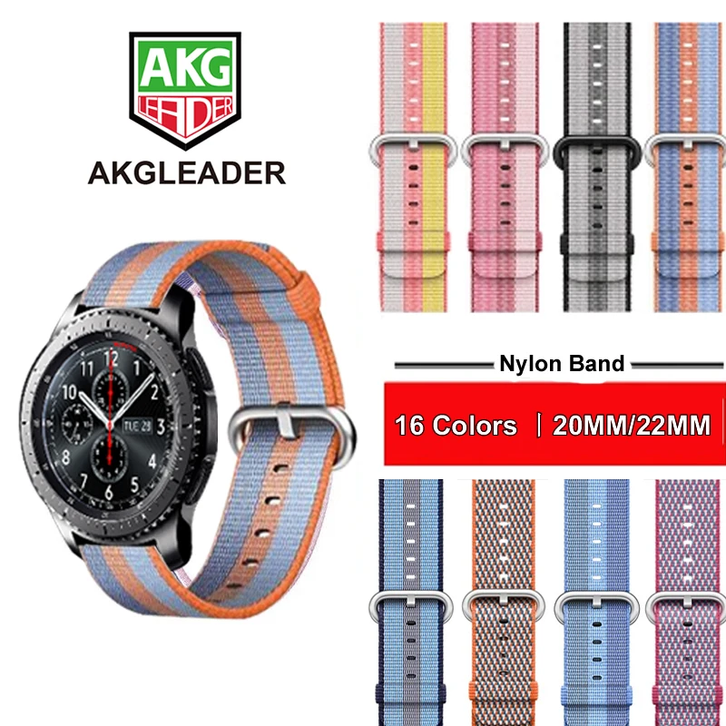 

Newest 20- 22mm Nylon Watch Band Strap For Samsung Galaxy Watch 42mm 46mm Gear S3 Classic Frontier S2 Classic Huami amazfit 1 2