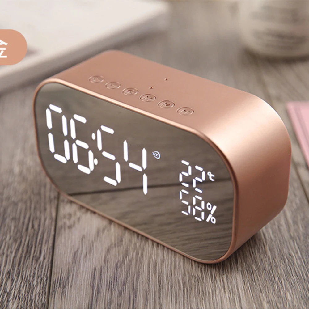 2019 цифровой светодиодный Будильник с беспроводным bluetooth динамиком fm радио