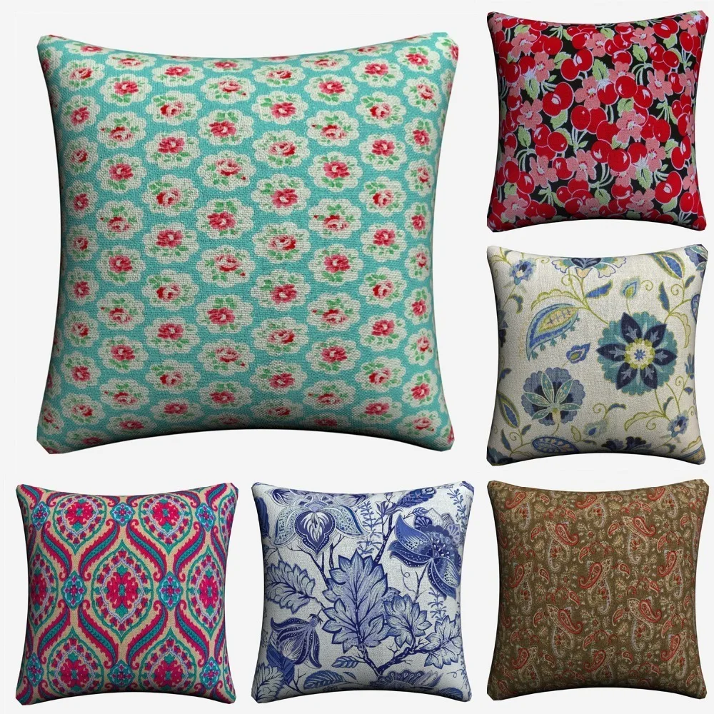 Provence France Flowers Psychedelic Decorative Cotton Linen Cushion Cover 45x45 cm For Sofa Chair Pillowcase Home Decor Almofada | Дом и сад