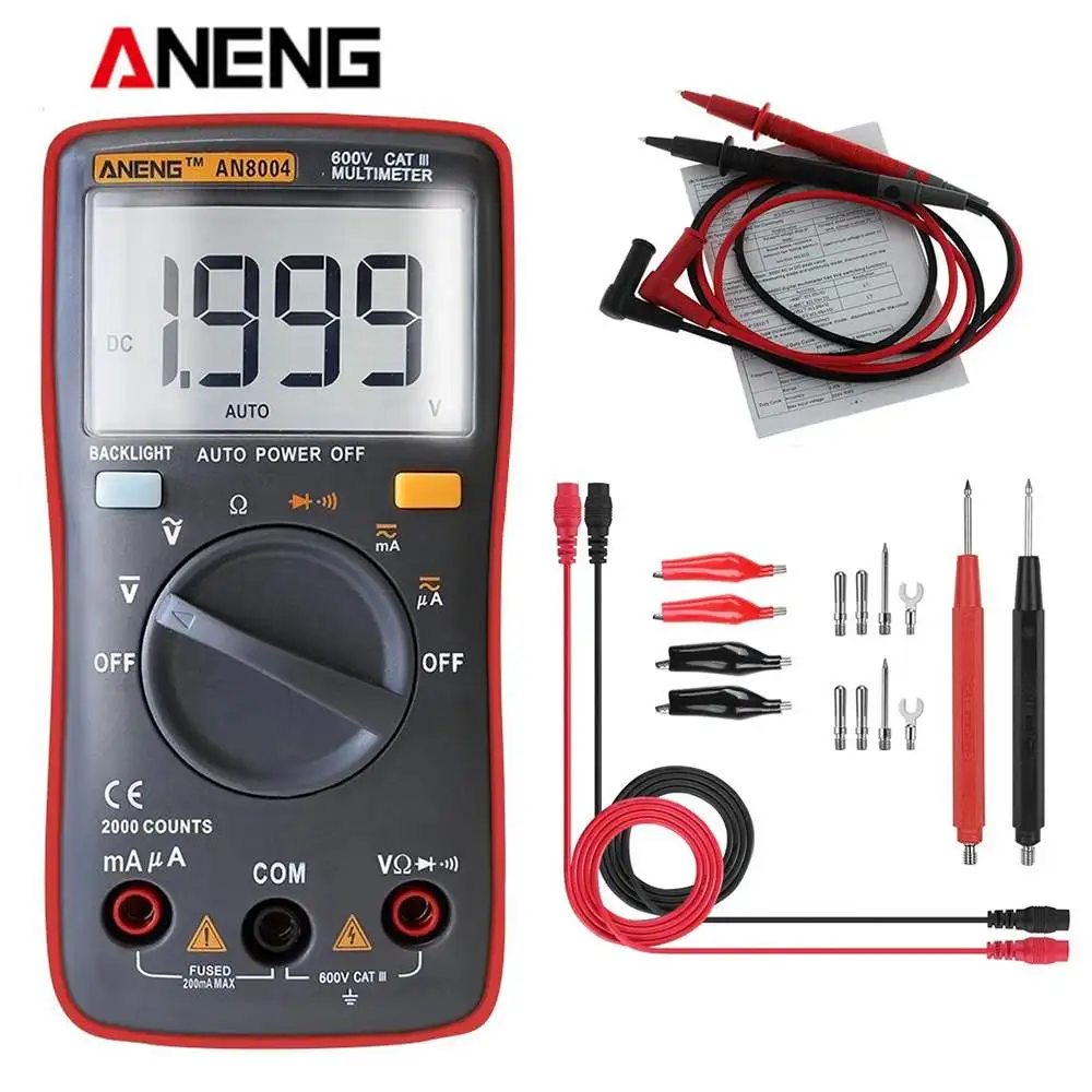ANENG AN8004 цифровой 2000 отсчетов мультиметр AC/DC Амперметр Вольтметр Сопротивление
