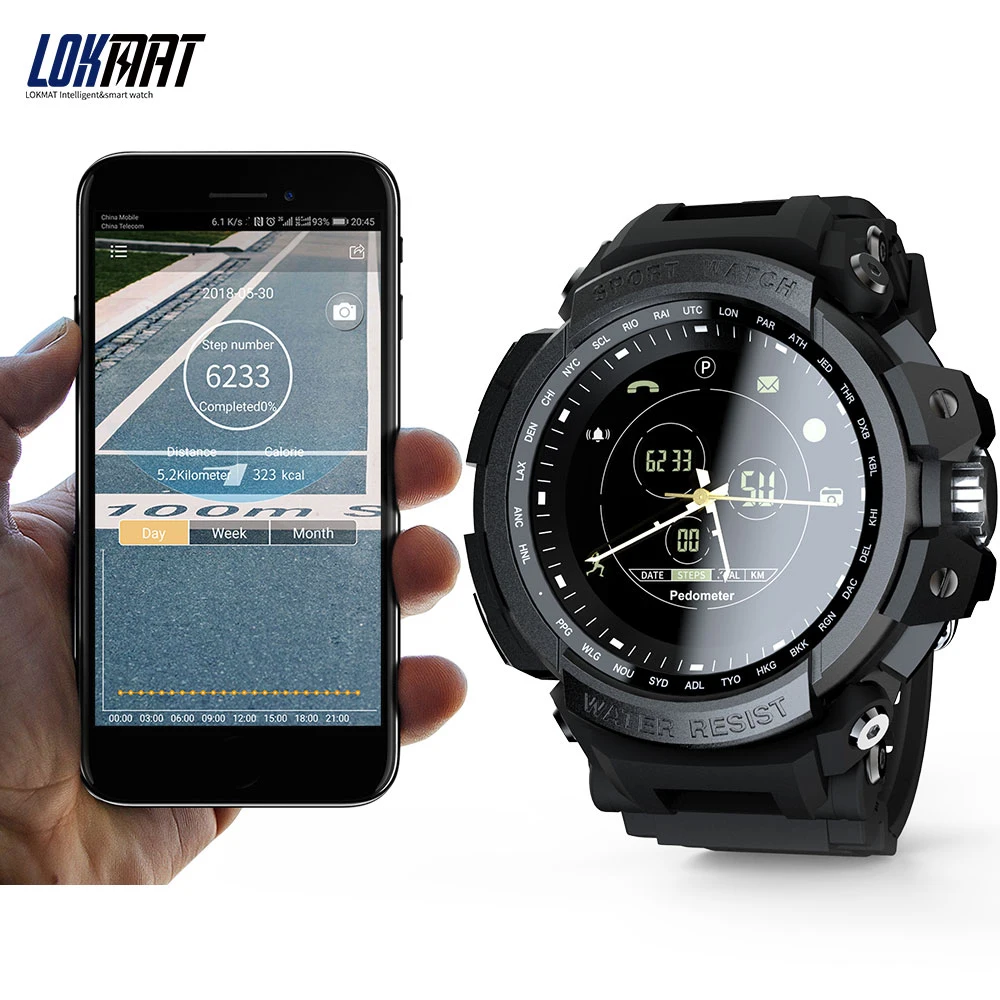 Смарт-часы LOKMAT MK28 BT спортивные водонепроницаемые 5 АТМ 1 год в режиме ожидания с