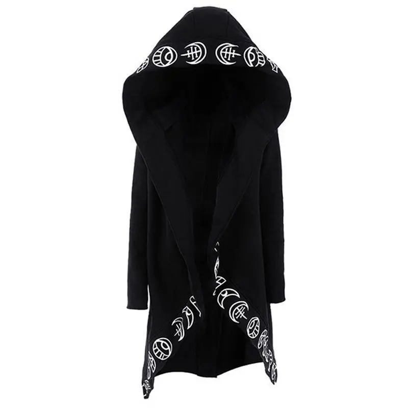 

Women Hoodies Casual Black Gothic Punk Hip Hop Tops Plus Size Loose Hooded Solid Print Cotton Female Fashion Goth Sweatshirts