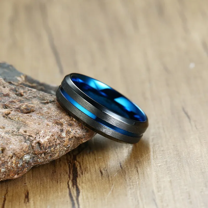 Vnox уникальное тонкое синее мужское кольцо из матовой нержавеющей стали anillo masculino