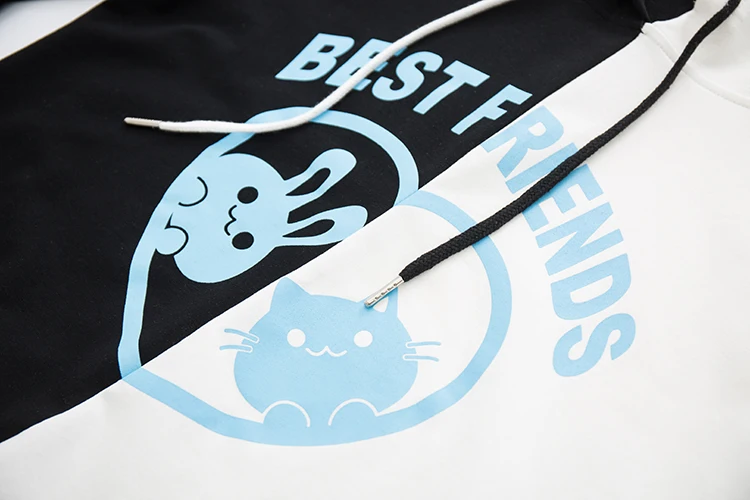 Женская толстовка с капюшоном Kawaii Rabbit розовый белый черный пуловер милым