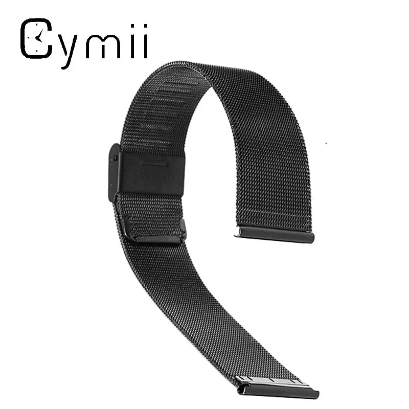 Cymii черный сетчатый ремешок для наручных часов 18/20/22/24 мм из нержавеющей стали
