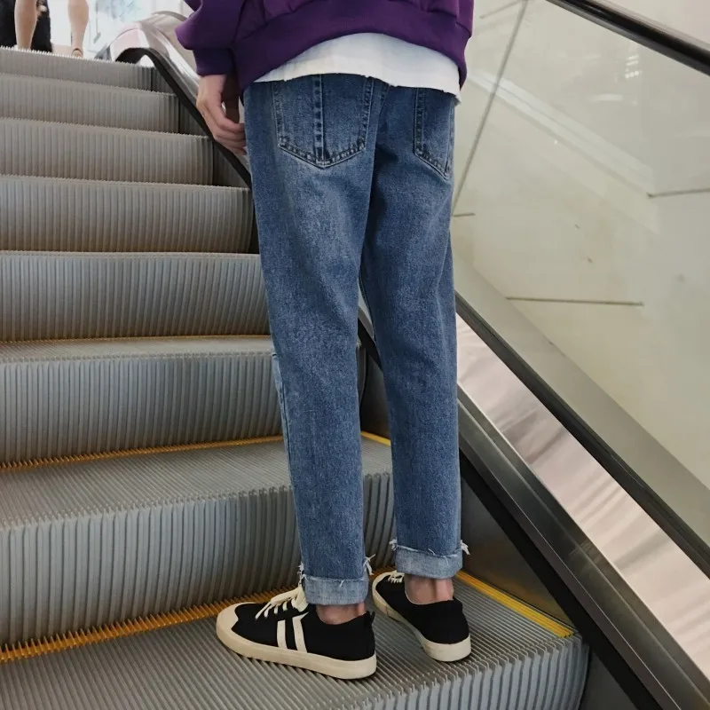 

2019 Summer Men's Fashion Trend Stretch Slim Fit Male Jeans Loose Casual Pants Biker Denim Blue/grey Trousers Plus Size M-2XL