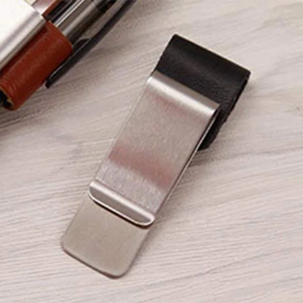

Portable Pen Loop Clip Holder Traveler Notebook Leather Pen Holder with Stainless Steel Clip 4 Packs