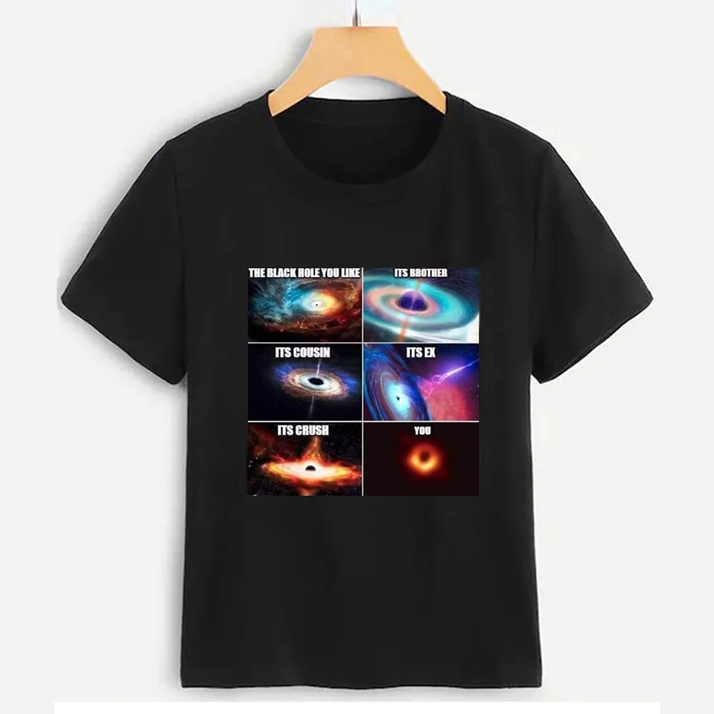 Черная футболка с дырками Einstein Physical периферийные женские футболки|Футболки| |