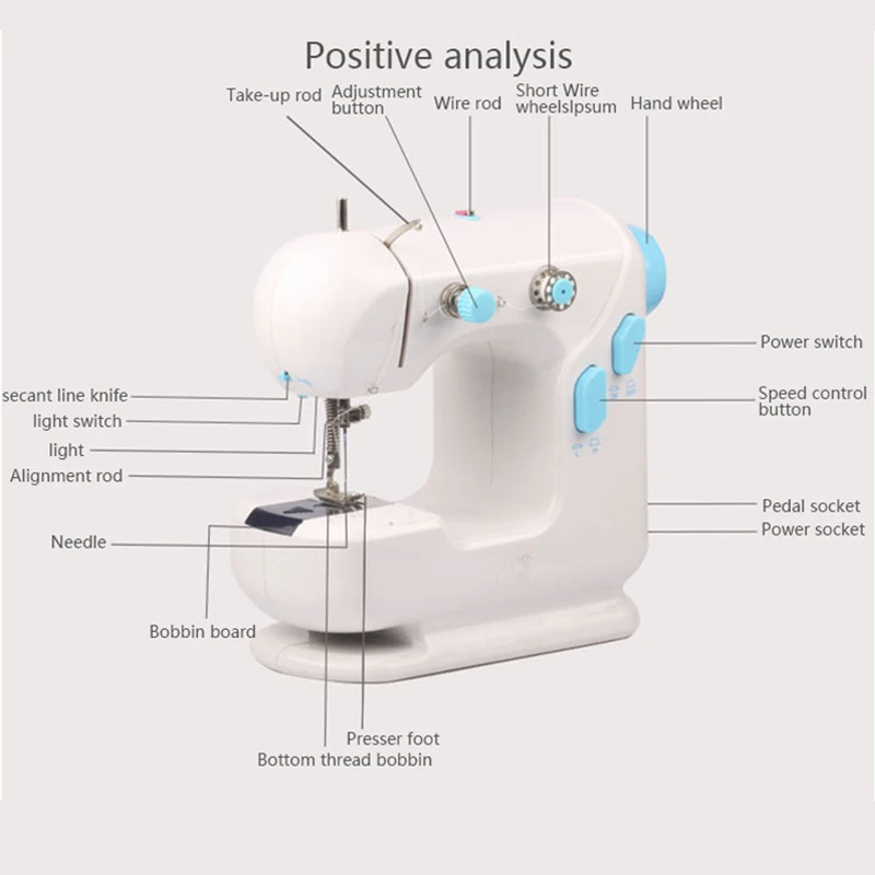 Мини электрическая ручная швейная машина с двойной регулировкой скорости