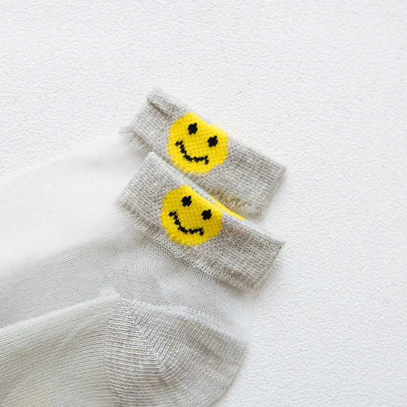 Носки Детские ультратонкие прозрачные со стразами летние с мультяшным