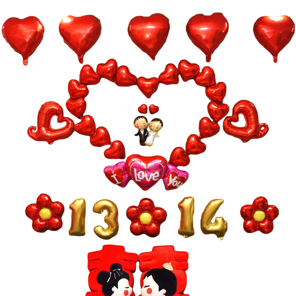 I Love You 1314 латексный гелиевый сердце любовь цветок воздушный шар Романтический