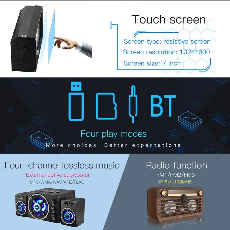 7 &quot2 DIN MP5 автомобильный проигрыватель Bluetooth Сенсорный экран стерео радиокамера