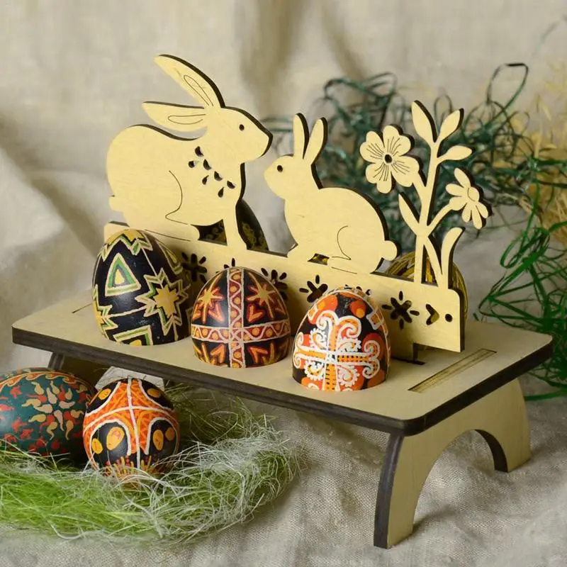 Пасхальный лоток для яиц деревянный пасхальных сделай сам милый кролик Цыпленок