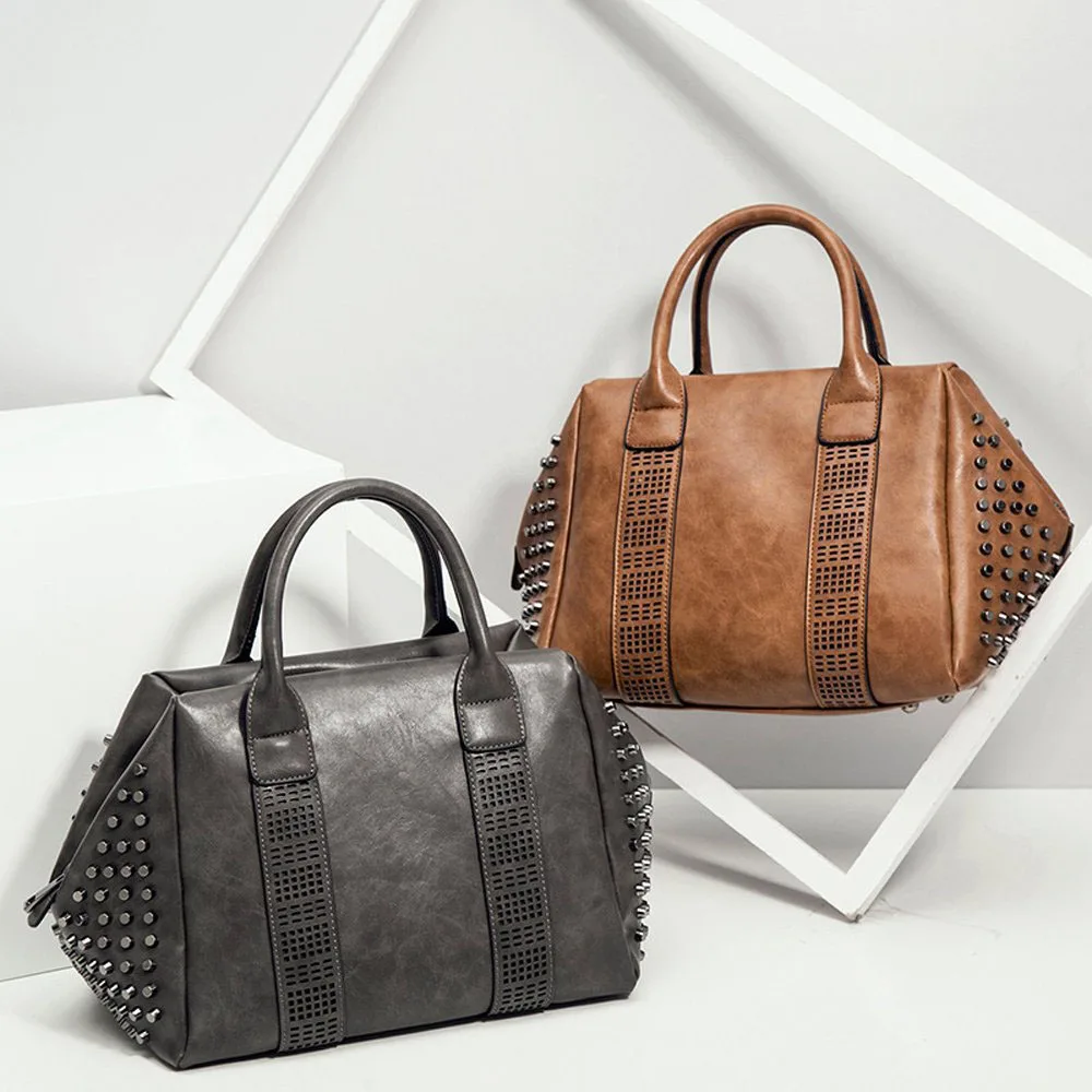 Женская сумка-тоут с заклепками и в стиле ретро вместительные сумки через плечо