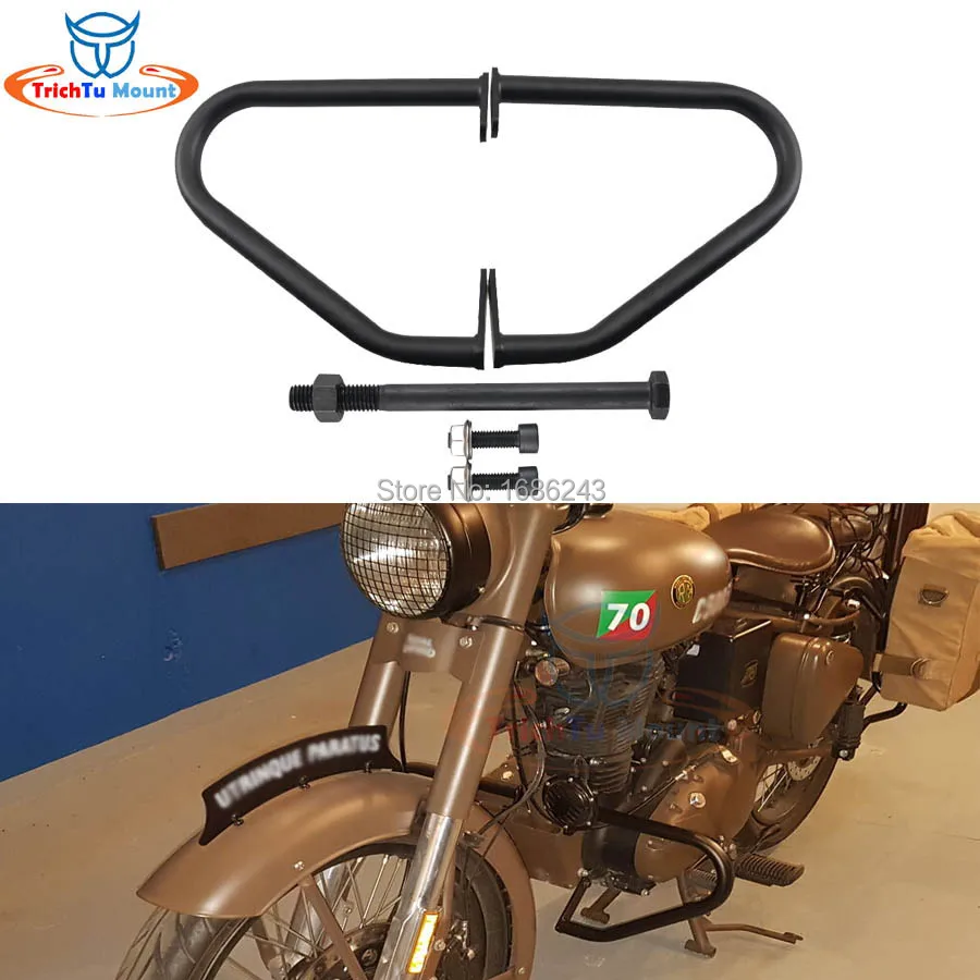 Бампер для защиты двигателя мотоцикла Royal Enfield Classic 500 Stealth черный/Pegasus /Desert Storm