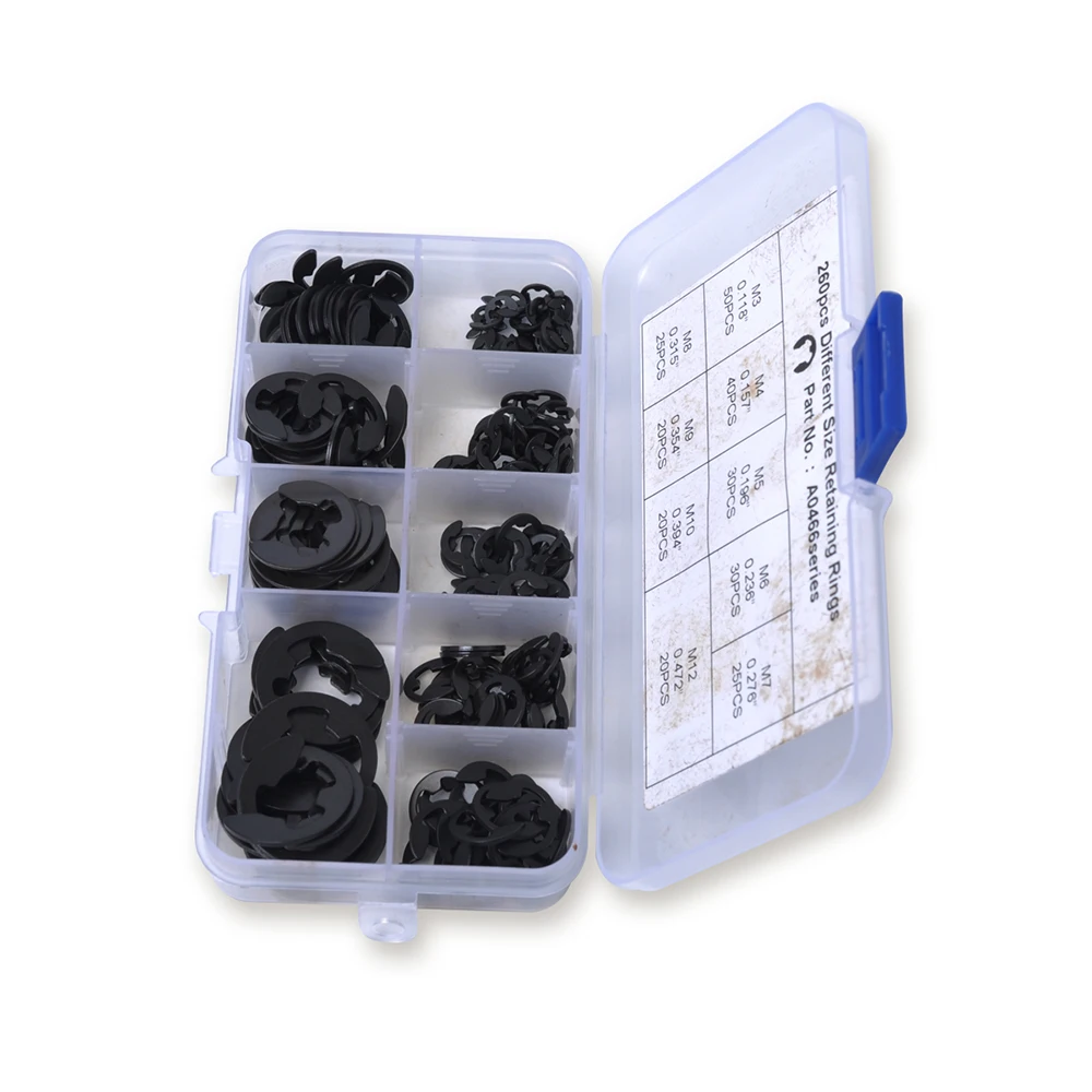 260Pcs/set External Snap Ring Assortment Kit Set Circlip 10 Sizes Retaining | Автомобили и мотоциклы