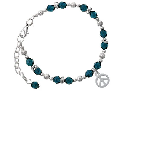 Peace Sign Navy Blue Beaded Bracelet |